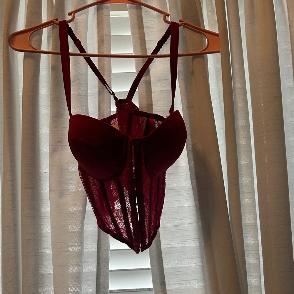 Windsor Deep Red Lace Bra Bodysuit